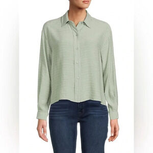 Saks Fifth Avenue light olive green tonal Striped Shirt L